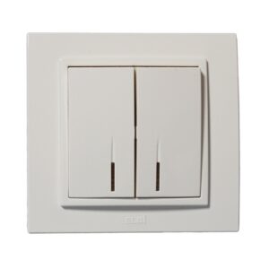 Διακοπτης διπλος με φως κρεμα 10A 230V Zena Natural ELBI.
