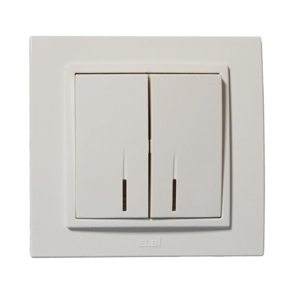 Διακοπτης διπλος με φως κρεμα 10A 230V Zena Natural ELBI.
