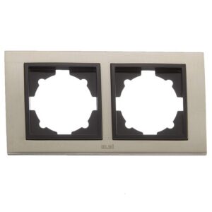 Διπλή οριζόντια πλαίσιο ELBI Zena Platin σε χρώμα inox μαύρο, κατάλληλη για δύο μονάδες διακοπτών ή πριζών, ιδανική για σύγχρονους χώρους.