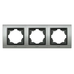 Τριπλή οριζόντια πλαίσιο ELBI Zena Platin σε χρώμα inox μαύρο, κατάλληλη για δύο μονάδες διακοπτών ή πριζών, ιδανική για σύγχρονους χώρους.