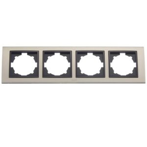 Τετραπλό οριζόντια πλαίσιο ELBI Zena Platin σε χρώμα inox μαύρο, κατάλληλη για δύο μονάδες διακοπτών ή πριζών, ιδανική για σύγχρονους χώρους.