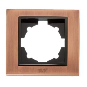 Μονή οριζόντια πλαίσιο ELBI Zena Platin σε χρώμα χαλκό-μαύρο, κατάλληλη για μονάδες διακοπτών ή πριζών, ιδανική για μοντέρνους χώρους.