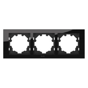 Τριπλή οριζόντια πλαίσιο ELBI Zena Platin σε χρώμα μαύρο περλέ, κατάλληλη για δύο μονάδες διακοπτών ή πριζών, ιδανική για σύγχρονους χώρους.