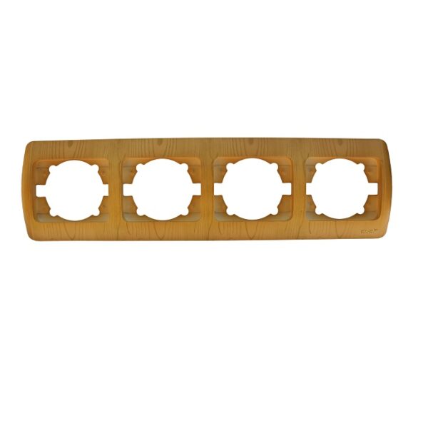 Πλαισιο 4 θεσεων πριζας και διακοπτης οξια Zirve Woodline ELBI Electric.