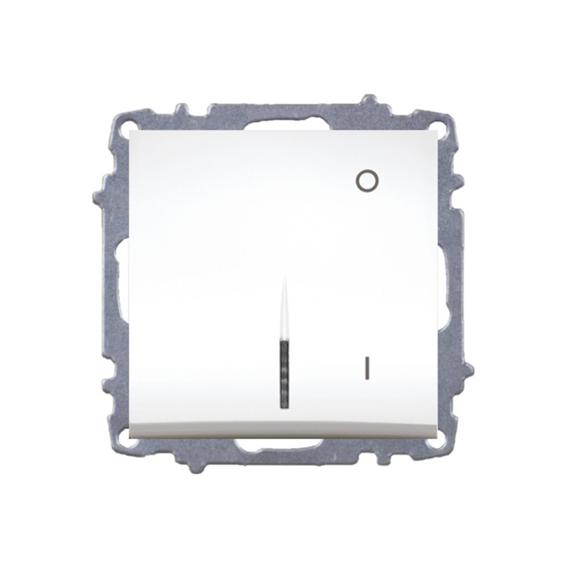 Διπολικός διακόπτης με φως ELBI, συμβατός με σειρές Zena και Vega, για κρυφή εγκατάσταση σε μία κονσόλα, 250V, 16A, λευκό χρώμα.