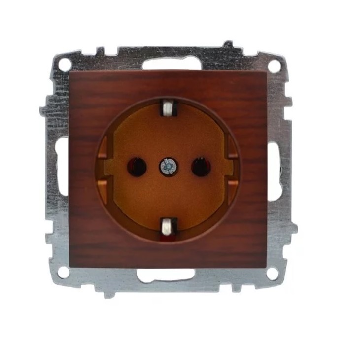 Πρίζα σούκο ELBI μαόνι 16A 250V, χωρίς πλαίσιο, συμβατή με σειρές Zena και Vega, ιδανική για κομψές και ασφαλείς ηλεκτρικές εγκαταστάσεις.