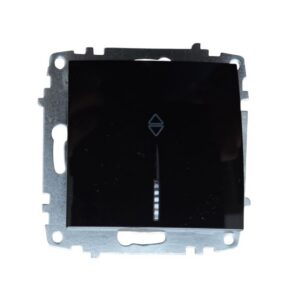 Διακόπτης αλε-ρετούρ με φως Zena Platin ELBI, σε μαύρο χρώμα, χωρίς πλαίσιο, συμβατός με όλες τις κορνίζες Zena Platin. Ιδανικός για έλεγχο φωτισμού.