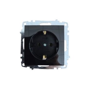 Πρίζα σούκο 2P+E 16A μαύρη χωρίς πλαίσιο Zena Platin ELBI, για κρυφή εγκατάσταση σε μονή κονσόλα, ασφαλής και συμβατή με χρωματιστά κουφώματα.