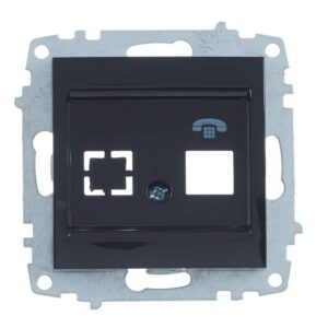 Πρίζα τηλεφώνου RJ11 cat3 T568A/B μονάδα μηχανισμού και κάλυμμα χωρίς πλαίσιο μαύρο Zena Platin ELBI