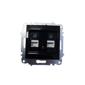 Διπλή πρίζα δικτύου 2xRJ45 Cat6 UTP Zena Platin ELBI, χωρίς πλαίσιο, συμβατή με όλες τις κορνίζες της σειράς. Ιδανική για αξιόπιστη δικτύωση.