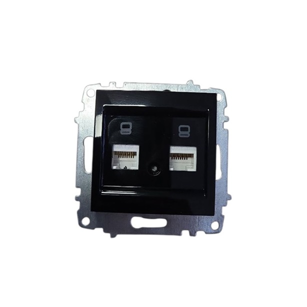 Διπλή πρίζα δικτύου 2xRJ45 Cat6 UTP Zena Platin ELBI, χωρίς πλαίσιο, συμβατή με όλες τις κορνίζες της σειράς. Ιδανική για αξιόπιστη δικτύωση.