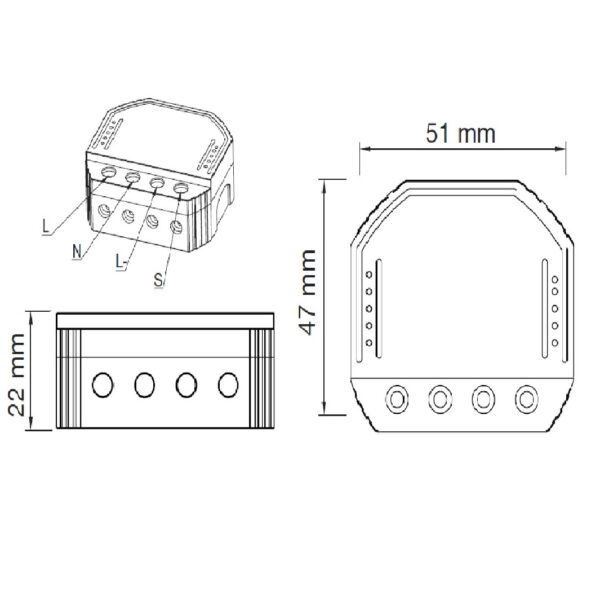 Έξυπνη μονάδα Wi-Fi smart dimmer Tuya 150W, 220V, IP20