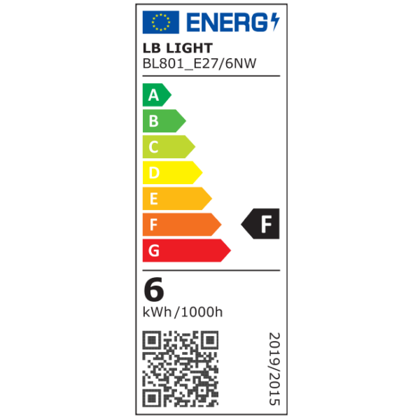 Ενεργειακή κλάση Λαμπα led E27 6W 4000K 470lm