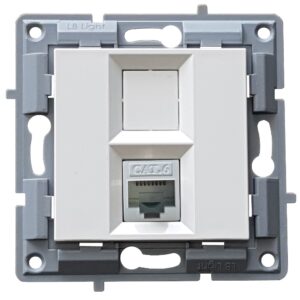 Πριζα δικτυου cat.6 RJ45 μοναδα μηχανισμου και καλυμμα χωρις πλαισιο λευκο LB Light.