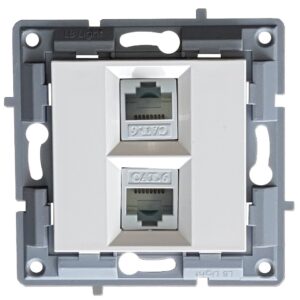 Πριζα τηλεφωνου CAT3 RJ11 και δικτυου CAT6 RJ45 λευκο μοναδα μηχανισμου και καλυμμα χωρις πλαισιο LB Light.