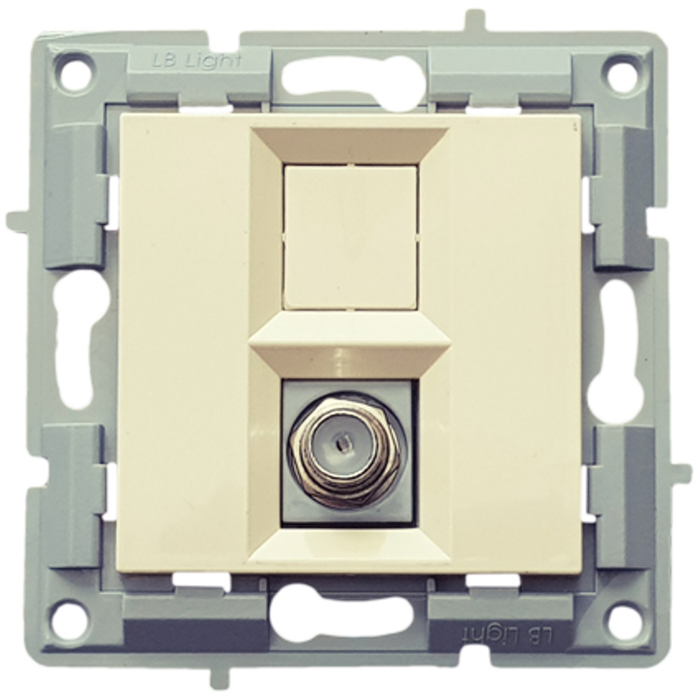 Πριζα τηλεορασης F-connector μοναδα μηχανισμου και καλυμμα χωρις πλαισιο κρεμα LB Light.