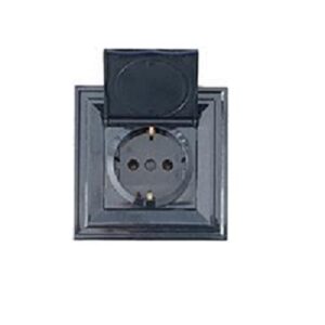 Πρίζα σούκο με καπάκι μαργαριταρι μαυρο 250V 16A Classic LB Light.
