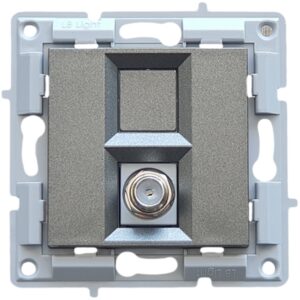 Πριζα τηλεορασης F-connector μοναδα μηχανισμου και καλυμμα χωρις πλαισιο μαυρος γραφιτης LB Light.