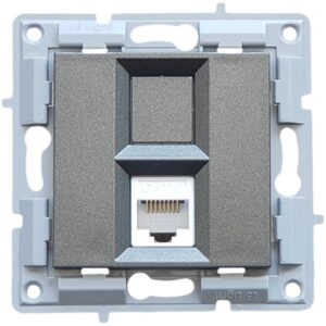 Πριζα τηλεφωνου RJ45 CAT3 γραφιτης μοναδα μηχανισμου και καλυμμα χωρις πλαισιο LB Light.