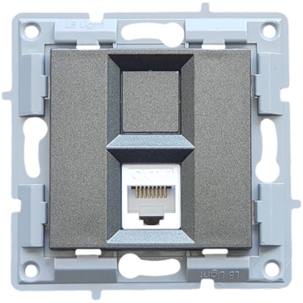 Πριζα δικτυου RJ45 Cat.6 μαυρος γραφιτης μοναδα μηχανισμου και καλυμμα χωρις πλαισιο LB Light.